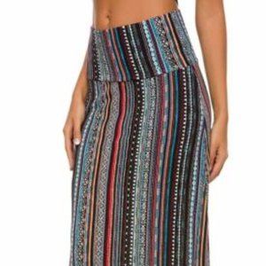 Urban Coco Long Maxi Skirt- Boho Stripe